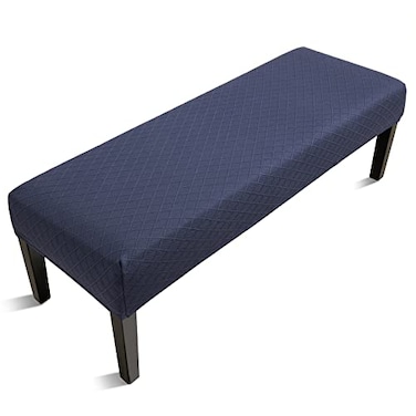 Fuloon Stretch Jacquard Dining Bench Cover AntiDust Removable Bench Slipcover Washable Seat Cushion Protector for Bedroom Kitchen Hotel Banquet Navy Blue