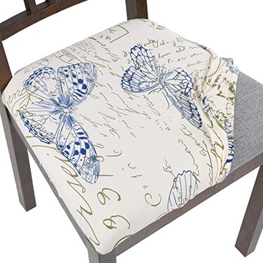SearchI Seat Covers for Dining Room Chairs Stretch Printed Chair Seat Covers Set of 4 Removable Washable Upholstered Chair Seat Protector Cushion Slipcovers for Kitchen OfficeButterfly Pattern