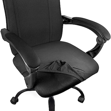 Thyores 2 Pcs Office Computer Chair Seat Covers Removable Washable Antidust Desk Chair Seat Slipcovers Protectors Black
