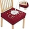 Smiry Waterproof Seat Covers for Dining Room Chairs Set of 6 Stretch Jacquard Removable Washable Chair Seat Slipcovers Protector No Rear Covers Wine Red