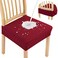 Smiry Waterproof Seat Covers for Dining Room Chairs Set of 6 Stretch Jacquard Removable Washable Chair Seat Slipcovers Protector No Rear Covers Wine Red