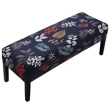Fuloon Stretch Dining Bench Cover AntiDust Removable Bench Slipcover Washable Seat Cushion Protector for Bedroom Kitchen Hotel Banquet Dark Blue