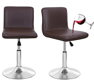 Deisy Dee Waterproof Bar Stool Chair Covers PU Leather Barstools Chair Covers Spandex Slipcover for Short Stool Chairs Coffee 2