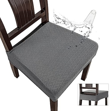 Genina Waterproof Seat Covers for Dining Room Chair Covers Waterproof Dining Chair Covers 6 PCSReargapped Grey