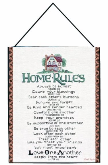 Manual Woodworker Manual Inspirational Collection Wall Hanging with Frame Home Rules with Verses X Carol Taylor 13 X 18Inch