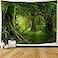 Lahasbja Misty Forest Tapestry Green Tree in Jungle Forest Tapestries Wall Hanging Nature Scenery Woodland Backdrop for Living Room Bedroom