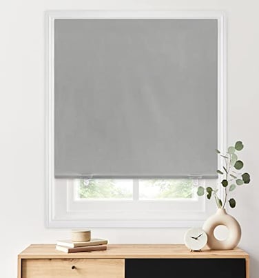 LazBlinds 100 Blackout Roller Shades No Tools No Drill Cordless Blinds for Windows Thermal Insulated UV Protection Privacy Window Shades for Bedroom 48W x 72H Grey