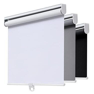 AOSKY Cordless Roller Shades Blackout Blinds for Windows Room Darkening Rolled Up Shades with Spring System UV Protection Window Shades Door Blinds for Home and Office 35 W x 72 H White
