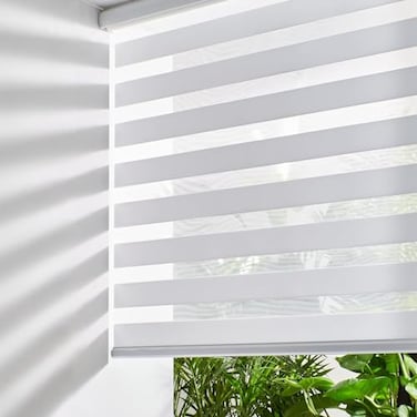 Persilux Cordless Zebra Blinds for Windows FreeStop Room Darkening Window Blinds 26 W x 72 H White Light Control for Day and Night Privacy Protection Window Treatments Roller Shades for Home