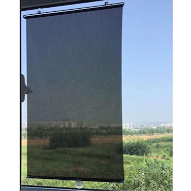 Wakauto 1PCS Sun Protection Curtain Blackout Blind Shade with Suction Cups Temporary Portable Window Cover Curtain 49 x 16 Office Telescopic Curtain inches Roller Window Shade