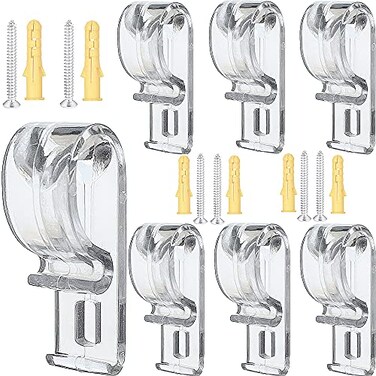 Cutelec 8pcs Roller Shade Clear Saftey Chain Retainer and Cord Guide Fixation Hook P Clip for Roller Blinds Cord Loop and Bead Chain Tension Device