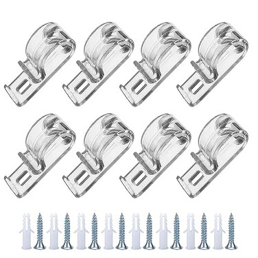 BOLWHAO Roller Shade Clear Saftey Chain and Cord Guide P Clip Fixation Hook for Bead Chain for Roller BlindsSet of 8 Screws Included