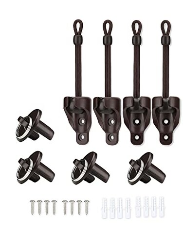 IVYSUN Coolaroo Replacement Parts Shade Tie Downs and End Cap with Ring KitWeather ResistanceCompatible with Coolaroo Exterior Roller ShadeOutdoor BlindsBrown2 Set