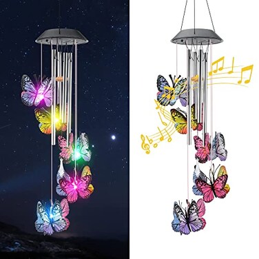 KAHACIYO Solar Butterfly Wind Chimes ColorChanging Outdoor SolarPowered 95 x 525 x 2 inches