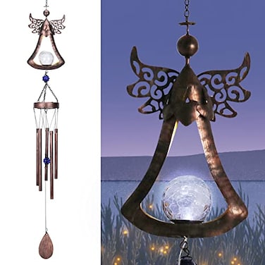 MUMTOP Solar Wind Chimes 31 Inch Metal Angel Wind Chime for Garden Yard Patio Decor