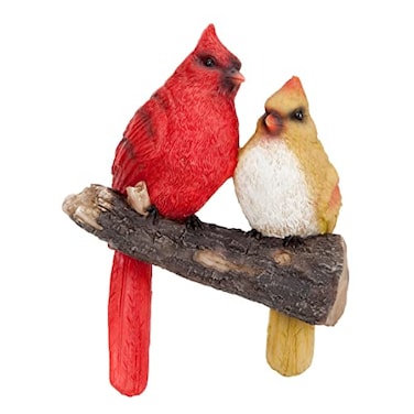 Bits and Pieces Pair of Cardinals Tree Hugger Yard Decorations Whimsical Tree Birds Sculpture Garden Decoration Garden Peeker Yard Art