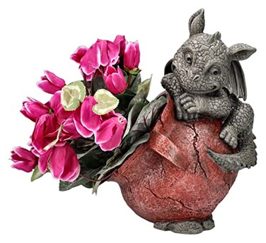 Pacific Giftware Playful Garden Dragon Planter Garden Display Decorative Accent Sculpture Stone Finish 10 Inch Tall