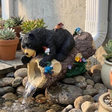GARDEN WHISPER Bear Statue Decor Bear Gutter Downspout Extension Weather Resistant Resin Outdoor Decorative