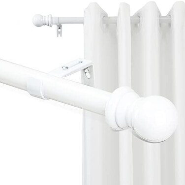 DonSail 1 Inch White Curtain Rod for Windows 26 to 42 Inch with Window Treatment Hardware Decorative Bedroom Kitchen Drapery Window Curtain Rod and Bracket Set for Drapes and Curtains