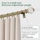 Byondeth Curtain Rods for Windows 16 to 88 Inches Adjustable Length 1 Inch Diameter Window Curtain Rod with Wood Grain Leaf Pattern Finialsfor Heavy Duty Curtains Rods
