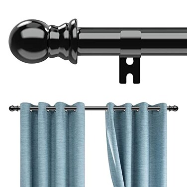 YOHSUGO Curtain Rods for Windows 28 to 42 inch Heavy Duty 1 Diameter Drapery Rod with Brackets Adjustable Splicing Curtain Pole Easy Install for Bedroom Kitchen Black