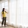 Wallniture Fasthomegoods Window Decor Drapery Curtain Wire Rod Set with 24 Clips Stainless Steel Chrome 165 Feet Long