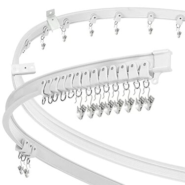 Suimlmta Flexible Bendable Ceiling Curtain Track Room Divider 12Ft Curved Curtain Rail Wall Mount RV Sliding Hospital Ceiling Track System Set for Curtains Bay Window
