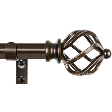 KAMANINA Bronze Curtain Rod 32 to 58 Inch2648ft Adjustable Curtain Rods for Windows 28 to 48 Inch 34 Inch Splicing Drapery Rods with Twisted Cage Finial
