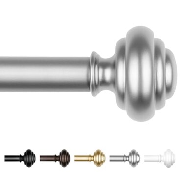 KAMANINA Silver Curtain Rods for Windows 48 to 84 Inches 47ft Heavy Duty Curtain Rods 78 Inch Adjustable Decorative Drapery Rods Set with Modern Finials