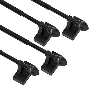 CGBAIEE Magnetic Curtain Rods 4 Pack for Metal Doors Top and Bottom MultiUse Adjustable Magnetic Rods for Small Windows Cafe Sidelight and Iron Steel Places Adjust from 9 to 16 Inch Black