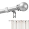 Poskena Silver Curtain Rods for Windows 28 to 48 Inch 58 Diameter Heavy Duty Metal Adjustable Small Curtain Rod With Bracket