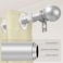 Poskena Silver Curtain Rods for Windows 28 to 48 Inch 58 Diameter Heavy Duty Metal Adjustable Small Curtain Rod With Bracket