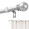 Poskena Silver Curtain Rods for Windows 28 to 48 Inch 58 Diameter Heavy Duty Metal Adjustable Small Curtain Rod With Bracket