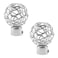 UFURMATE Curtain Finials 2Pcs Silver Drapery Rail Pole Head Cap Decorative Hollow Window Curtain Rail End Metal Curtain Rod Pole Finials Ends Inner Diameter 25mm098 Silver