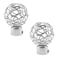 UFURMATE Curtain Finials 2Pcs Silver Drapery Rail Pole Head Cap Decorative Hollow Window Curtain Rail End Metal Curtain Rod Pole Finials Ends Inner Diameter 25mm098 Silver