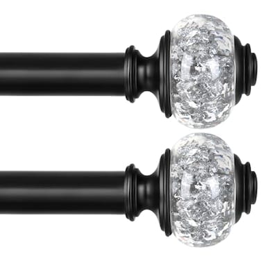 USFOOK 2 Pack Curtain Rod 32 to 58 Inches 2648ft 78 Inch Telescoping Splicing Curtain Rods for Windows 20 to 54 Inch Black Decorative Drapery Rods for Home with Translucent Finials