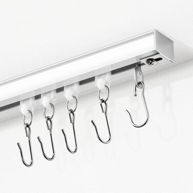 SOMINS Curtain Track Ceiling Curtain Track with Roller Hooks CeilingWall Mount Rail Set for Room Divider 3ft 6ft White