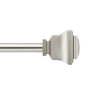 MODE Simplicity Collection 58 Diameter Curtain Rod Set with Square Curtain Rod Finials and Steel Wall Mounted Adjustable Curtain Rod Fits 32 to 90 Windows Nickel