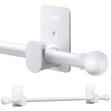 ZNONOX Curtain Rods No Drilling for Windows 30 to 60 Inches58 Inch Diameter No Drill Curtain Rod Set with 3M Adhesive Brackets White