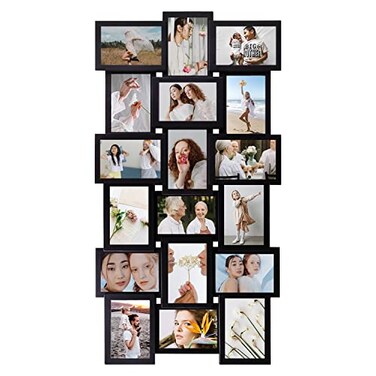 J.M.Deco JMDeco Collage Picture Frames for Wall Decor 18Opening Reunion Family Friends Picture Frame Set 4 x 6 Photo Frames for Living Room Bedroom Gallery Wall Hanging Black