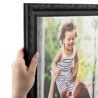 ArtToFrames 16x20 Frame Wood Picture Frame 16 x 20 Inch Poster Frame Black Engraved Edges Custom Poster Frame with Economy Acrylic Backing Elegant Decor for Photos Diplomas Art or Puzzles