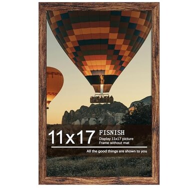 Fisnish 11x17 Picture Frame Brown Classic Poster Frame for Horizontal or Vertical Wall Mounting 1 Pack