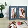 Frametory 5x7 Double Hinged Picture Frame with Glass Front Engineered Wood Two Photo Frame Collage for Vertical Display Side by Side Standing Frame Blue 2 Pack