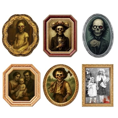 Garma Halloween Decorations Indoor 3D Changing Face Moving Portrait Pictures Frames for Scary Halloween Haunted Mansion House Decor Wall Decoration 6 Pack