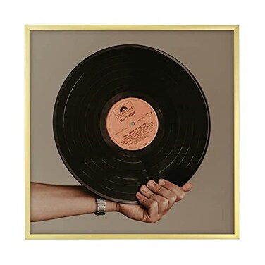 Golden State Art 125x125 Aluminum Music Album Frame Metal Vinyl Record Frames for Lp Cover Acrylic Front Wall Hook for Wall Art Decor 1 Pack