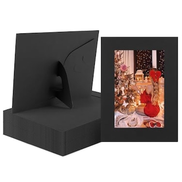 Golden State Art Pack Of 25 4X6 Paper Picture Frames With Easel Photo Frame Cards Diy Cardboard Black