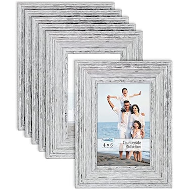 Icona Bay 4x6 Picture Frames Speckled Gray 6 Pack French Country Style Picture Frame Set Wall Mount or Table Top Countryside Collection