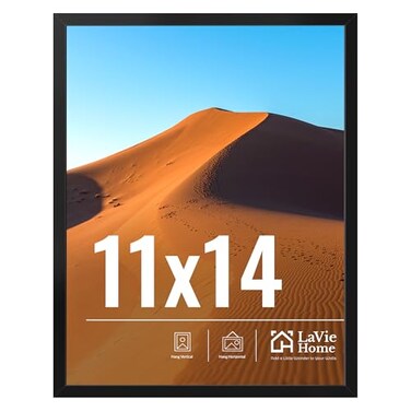 LaVie Home 11x14 Picture Frame for Wall Display 11 x 14 Black Picture Frame with HD Plexiglas 11 by 14 Poster Frame 1 Pack Display Frame for Vertical or Horizontal Classic Collection
