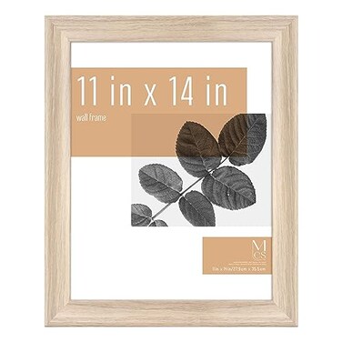 MCS Studio Gallery Classic 11x14 Picture Frame Natural Woodgrain Vertical Horizontal Wall Hanging Large Picture Frame for Photos Art Prints 1Pack