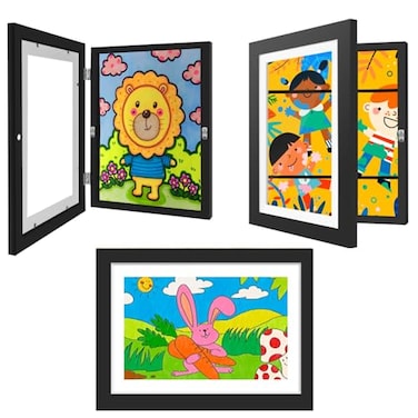 NEUERMOND 3 Pack Kids Artwork Frames 10x125 Inch Changeable Kids Art Frame with Front Opening for Art Display Horizontally Vertically Wall Mount for Kids Drawing School Projects Black